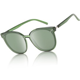 DUCO W017 Women's Sunglasses, Polarized Sangurasu, Hengko Lens, For Driving, UV Protection, UV 400, Stylish, Small Face, Sunglasses, UV Protection, green