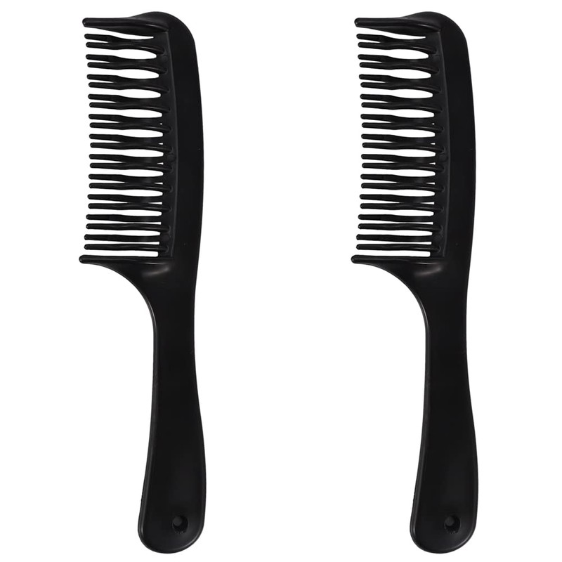 2 Peines Desenredantes Negros De Doble Diente Con Mango Para