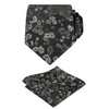 Alizeal Mens 3.15inches Flower Patterned Tie with Floral Printed Pocket