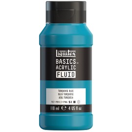 Liquitex BASICS Acrylic Fluid Paint, 118ml (4-oz) Bottle, Turquoise Blue