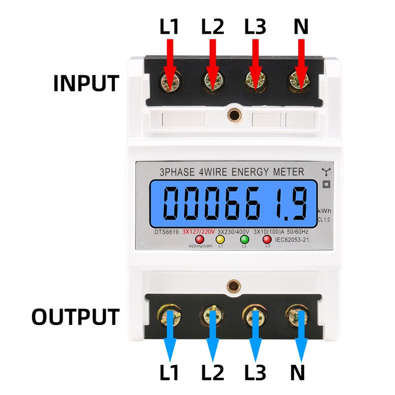 Digital Energy Meter 3 Phase 4 Wire KWh Electricity Wattmeter