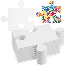 60 Pcs Large White Blank Puzzle Pieces Bulk to Draw on for Adult to Draw and Write and Makes Your Own DIY Huge Art Display (8 x 9 Inch)