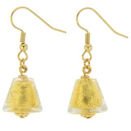 GlassOfVenice Murano Glass Starlight Cones Earrings - Liquid Gold