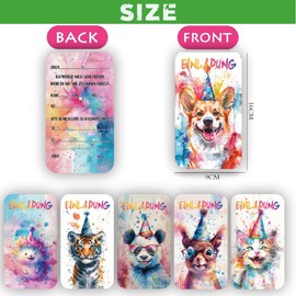 ZELAITE 12 x Cute Animal Invitation Cards Children's Birthday Girl Boy – Stylish Birthday Invitation for Boys and Girls – Birthday Invitation Cards – Party Birthday Invitations (C)