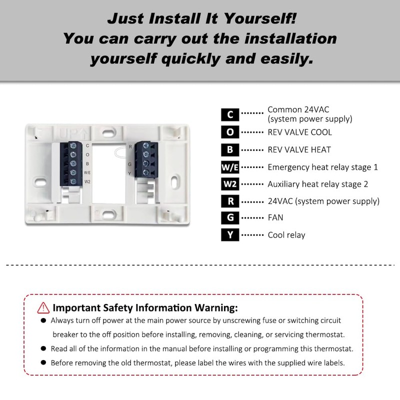 Super Programmable Thermostat for Home，2 Heat/1 Cool Heat Pump Or