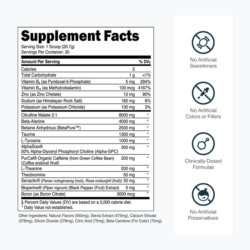 Transparent Labs Bulk Pre Workout Powder - Naturally Sweetened Advanced