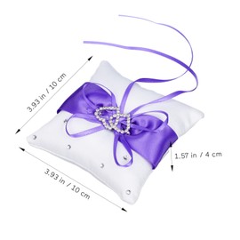 MERRYHAPY Double Heart Pillow Cushion with Satin Ribbons Rhinestone Decoration for Bridal Wedding Ceremony Compact Lightweight Design Color