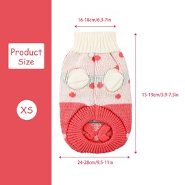 Rumyve Strawberry Cat Sweater,Winter Clothing Warm Pet Cat Clothing,Cute Knit Pet Cat Warm Clothing(XS)