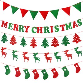Christmas Ornaments Set of 5 Felt Christmas Garland Banners Merry Christmas Reindeer Christmas Tree Ornaments Stylish Christmas Decor Room Wall Window Entrance Decor