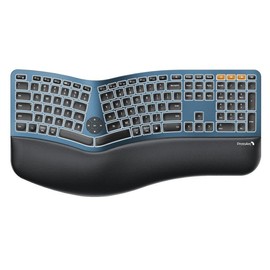 ProtoArc Backlit Bluetooth Ergonomic Keyboard, EK01 Plus Full Size Wireless Split Keyboard with Dual Bluetooth and USB, Cushioned Wrist Rest, Rechargeable, Compatible with Windows/Mac/Android:_Blue