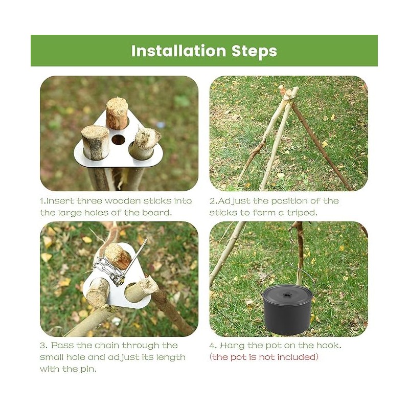 Campfire Tripod Barbecue Accessories, Tripod for Fire Bowl, Portable Stainless