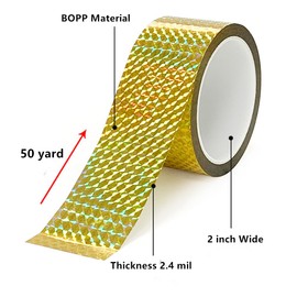 SICCOMA Self-Adhesive Holographic Reflective Tape Gold Prism Tape Holographic Reflective Tape for Keep Birds Away, Craft Projects, DIY Art, Home, Daily Use (2 Inches by 55 Yard)