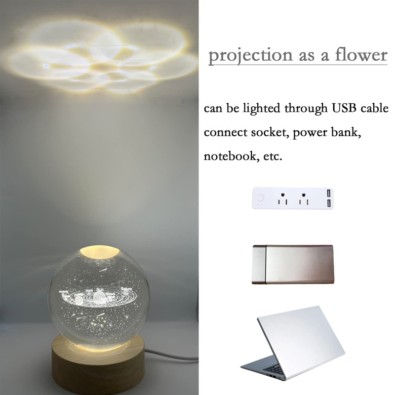 3.15" (80mm) Solar System Crystal Ball 3D Sun System Planets