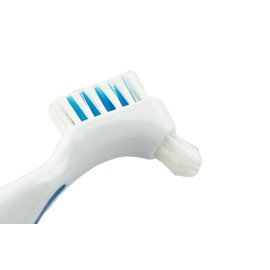 Koala Lifestyle Denture Cleaner Brushes with Covers | Cleaning Toothbrush for Dentures, False Teeth, Night Guards for Teeth Grinding, Dental Devices, and Mouth Guards | 3 Pieces, White / Blue