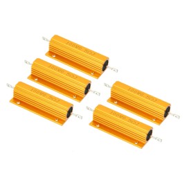 PATIKIL Pack of 5 100W 0.5 Ohm Aluminium Case Resistor Housing Wire Resistors Screw Tap Power Resistor Gold Tone