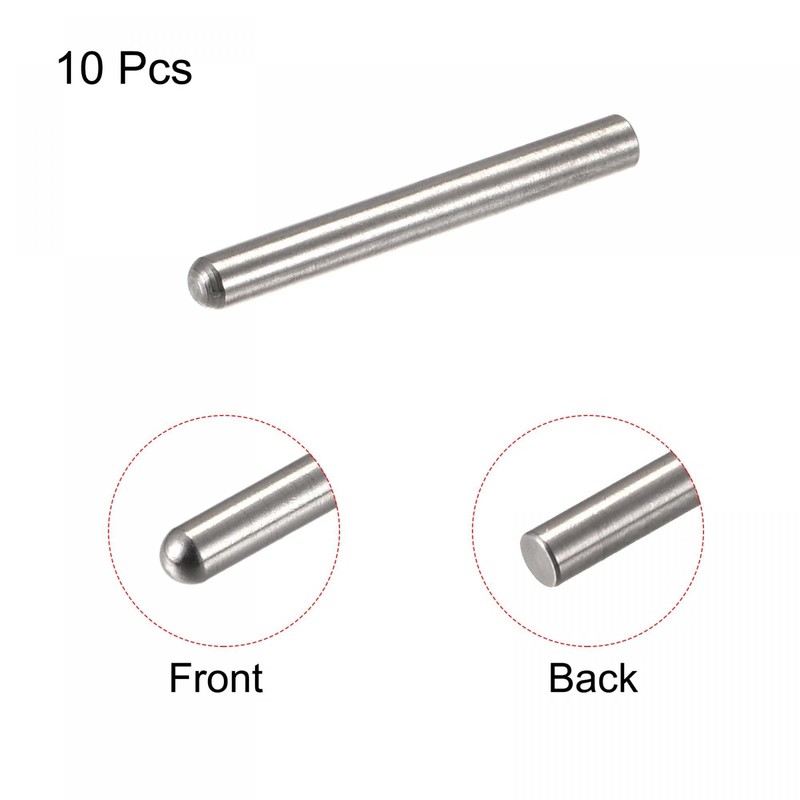 TOP-VIGOR 10Pcs 3mm x 25mm Dowel Pins, 304 Stainless Steel