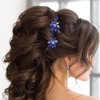 Flayem Wedding Hair Pins Blue Rhinestone Hair Accessories Bridal Crystal