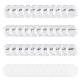 Happizza 1.38 Inch Button Maker DIY Clear Button Pins 100 Pack, Acrylic Button Making Kit, Make Your Own Buttons, Picture Photo Buttons for School Crafts Supplies, Blank Button Pins with Round Paper