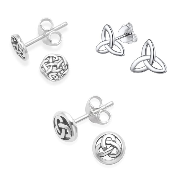 SET 3 PAIRS Heather Needham Sterling Silver Celtic Earrings -