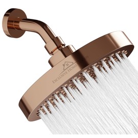 Rainfall Shower Head - 6" High Pressure Shower Heads - 1.8 GPM Shower Heads with Anti-Clog 90 Rubber Jets - 360° Rotation Adjustable Shower Head - Rustproof Bathroom Shower Head - Rose Gold