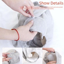 KUMUROETA Adult Cloth Diapers,Leak-Proof Diapers,Underwear Urinary Care Trousers for The Elderly and Women,Washable,Incontinence Underwear Cotton,Reusable,Blue