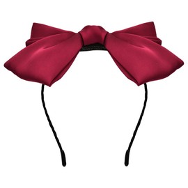 Top Bowknot Headband for Women Red Hair Bows for Girls Silk Satin Bows Hairbands for Teen Girls Knotted Turban Head Band Elegant Hair Accessories for Holiday Party, Red
