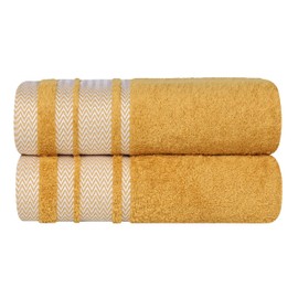 Superior Cotton Bath Sheet Set, Oversized Large Plush Soft Absorbent Body Towels, Shower, Hotel, Pool, Bath Basics, Home Essentials, Luxury, Fluffy, Quick Dry, Hays Collection, Set of 2, Gold