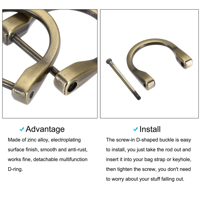 METALLIXITY Horseshoe D-Ring 29 mm U-Shape Buckles for Car Key