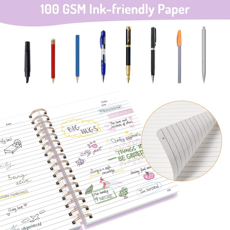 Forvencer A4 Lined Spiral Journal Notebook with 300 Numbered Pages,
