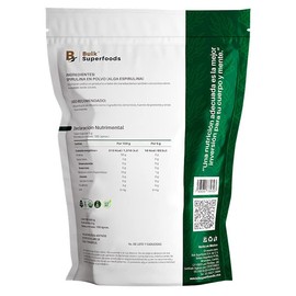 Espirulina en Polvo 100% Natural y Orgánica | Contenido 500g | BULK SUPERFOODS | Alga Spirulina | Spirulina Green Powder | Alta Calidad