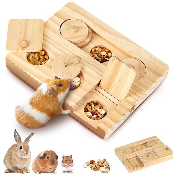 Guinea Pig Toy, 6 in 1 Hamster Wooden Toy, Hamster