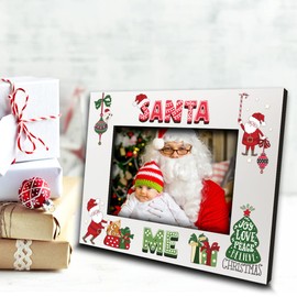BELLA BUSTA_Santa & Me Picture frame- Joy, Love, Peace, Believe, Christmas- Gift For Children-Christmas Nursery_ UV Print Picture Frame (5x7 Horizontal)