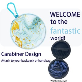 GOGOSINIS Kids Earbuds for School with Case, Wired Earbuds with Small Ear Tips, in-Ear Headphones with Mic, Carrying Case & Carabiner, Headphones for Kids, Comfortable Fit, Stereo Sound (Beach-purple)