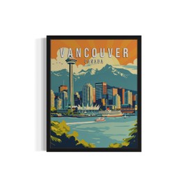 Vancouver - Póster de pared de Columbia Británica, diseño de paisaje de Canadá, emblemáticos, decoración de viaje, arte clásico para sala de estar y baño, A4 (Vancouver Columbia Británica, 8 x 10