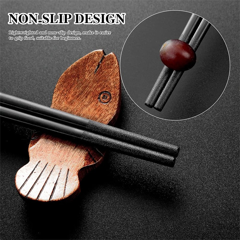 HuaLan Fiberglass Reusable Chopsticks Set Dishwasher-Safe Household/Restaurant Chopsticks 5 Pairs