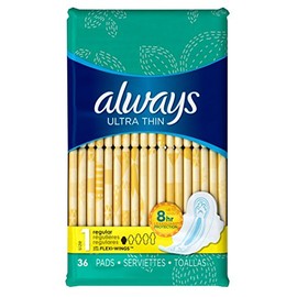 Always Pads Ultra Thin Size 1-36 Count Regular, 36 Count(Pack of 3)