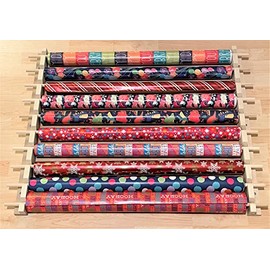 Space Saving, Front Loading Storage Station, Organizer, Dispensing Rack for Gift Wrapping Paper, Ribbons, Cellophane, Vinyl Rolls, Paper & Other Arts & Crafts Items. Holds 10 Rows. Adjustable Width. Easy Wall Mount. Hardware Included.