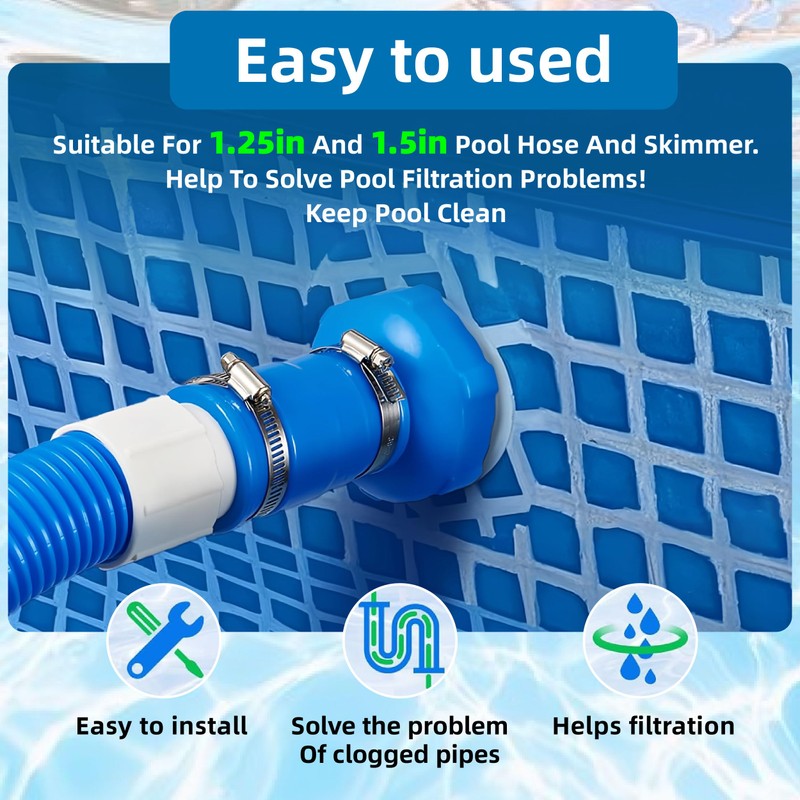 Surface Skimmer Small Strainer Hose B Adaptor, 1 1/2in Pool