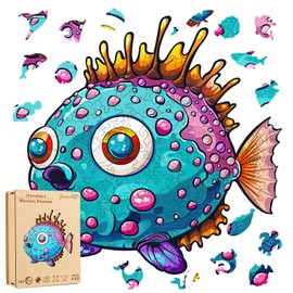 Jiroinlly Wooden Puzzles for Kids,100 Pieces Ocean Puzzle,Unique Fish Shaped Wooden Puzzle, Preschool Puzzle Toys, Give Your Kids/Grandchildren, Suitable for Family Games