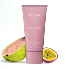 Deep Steep Manteca Corporal, 177 Ml – Hidratante Enriquecido Con Ceramidas, Aceite De Coco, Aceite De Argán Y Aloe Vera – Vegano, Belleza Pura, Piel Suave E Hidratada (177 Ml, Maracuyá Y Guayaba)