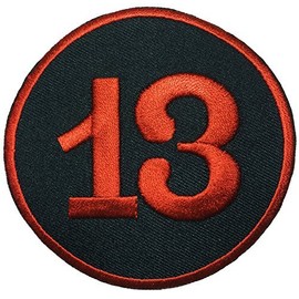 Papapatch Lucky Number 13 Thirteen Biker Motorcycles Jacket Retro Punk Applique DIY Sewing Iron on Embroidered Applique Patch - Black Red (IRON-13-CIRCLE-BKRD)