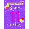 Sister 11th Birthday Card (Lilac)