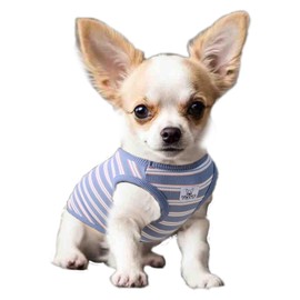 YQYS Dog Shirts Multi-Color Striped Cotton Vest for Small Dogs and Cats Puppy Clothes Teacup Dog Clothing Tank Top for Chihuahua Miniature Pinscher Blue XSmall