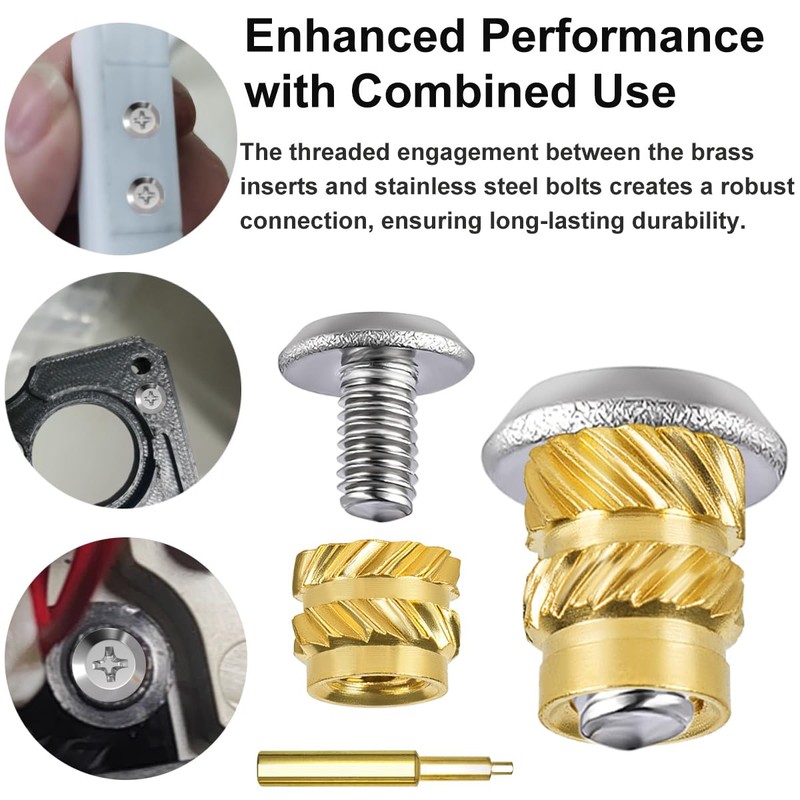 200Pcs Threaded Inserts Bolt Set 100pcs M3x4x5 Heat Set Insert