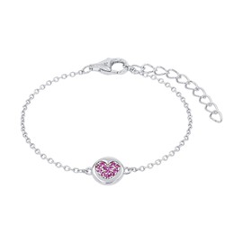 Prinzessin Lillifee 2037924 Children's Bracelet 925 Sterling Silver with Synthetic Zirconia 12 + 3 cm Silver Heart Comes in Jewellery Gift Box, 15 cm, Sterling Silver, Cubic Zirconia