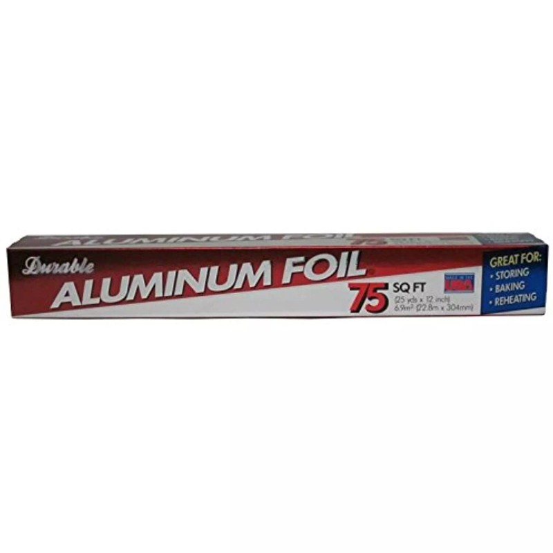 Durable Aluminum Foil Roll, 12" x 75' Baking Freezing Wrapping