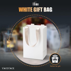 YACEYACE White Gift Bags with Handles, 20Pcs 5.25"x3.75"x8" White Paper Gift Bags with Ribbon Handles Bulk, Small Kraft Paper Bag for Party, Goodie