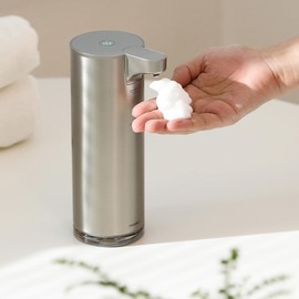 mooas Automatic Foaming Soap Dispenser - Stainless Steel, Touchless, Rechargeable, Hands Free, 9.4oz (Silver)