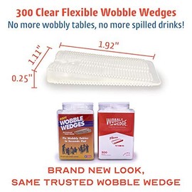 Wobble Wedges Flexible Plastic Shims, 300 Pack - Multi-Purpose Wedges for Home Improvement and Workplace - The Ideal Table Shims, Toilet Shims, and Furniture Levelers - Clear Wedges