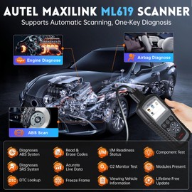 Autel Maxilink ML619 OBD2 Scanner, 2024 Autel Scanner Upgraded Version of AL519/AL619, Code Reader with ABS SRS Diagnoses for Warning Light Turn Off (Including MIL), Graphs Data, 10 OBD2 Test Modes
